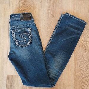 Silver Blue Denim Suki Jeans Mid Baby Boot 25 W 33l